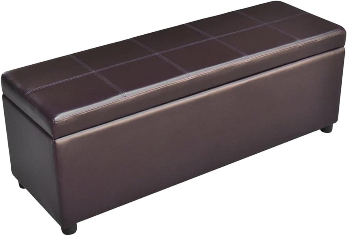 Opbergbank Hout - Zitbank Bank - Entree Opbergen - Met Zitkussen - 116 cm - Bruin