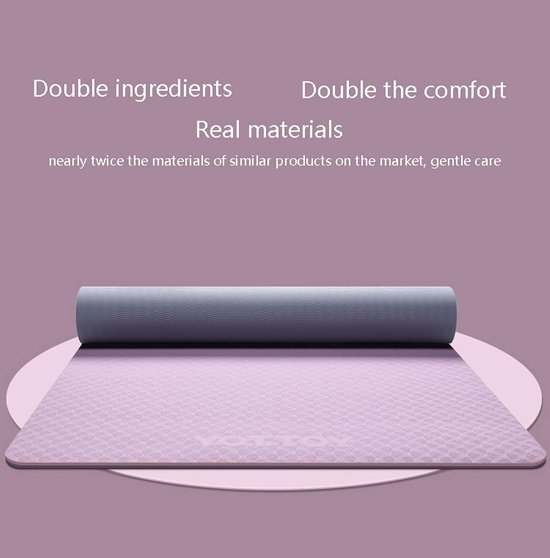 Yogamat Fitnessmat - Oefenmat Pilates - Sporten Thuis - Milieuvriendelijk TPE Materiaal - 185 x 80 cm - Hyacint Paars van Yogamat — afbeelding 2