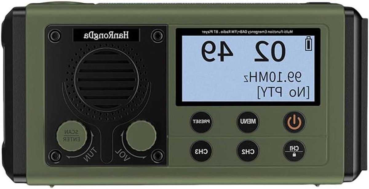 Noodradio Solar - Draagbare Radio - Veiligheid Thuis - 10000MAH Batterij - 167mm - Groen
