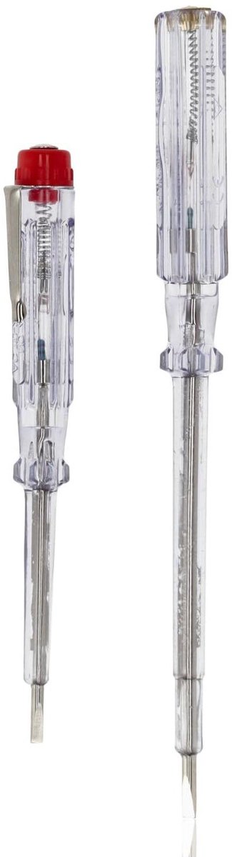 Spanningzoeker Set - Schroevendraaier Tester - Elektra Controleren - CE-gekeurd - 19 & 14cm - Transparant