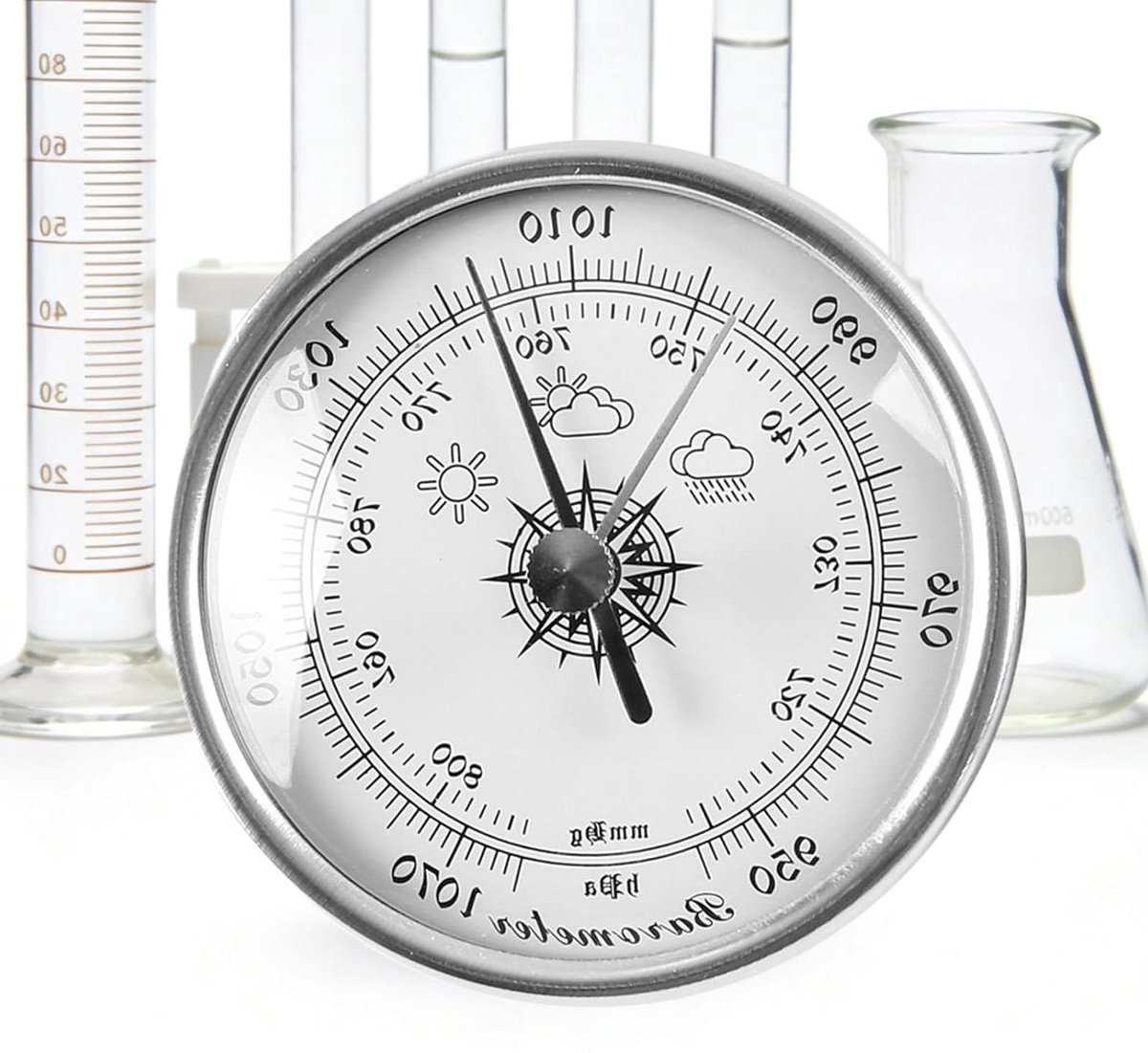 Barometer Weerstation - Luchtdrukmeter - Weer Voorspellen - Mechanisch Ontwerp - 70 mm - Zilverkleurig