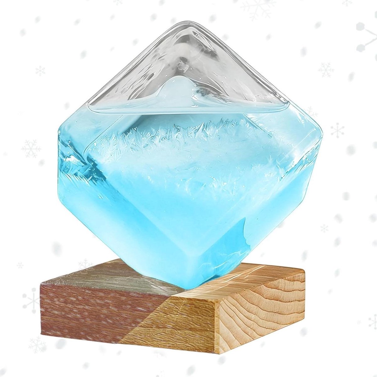 Weersverwachting Kubus - Glas Voorspeller - Klimaat Bewustzijn - Drukgevoelig Ontwerp - 11x11x14 cm - Blauw