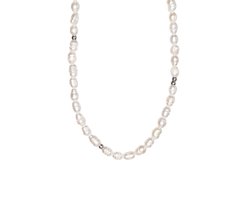 Ava&Imber Parelketting Zilver | Originele Zoetwaterparels Ketting voor Vrouwen, Gemaakt met Zilveren Stainless Steel (RVS) in Cadeauverpakking