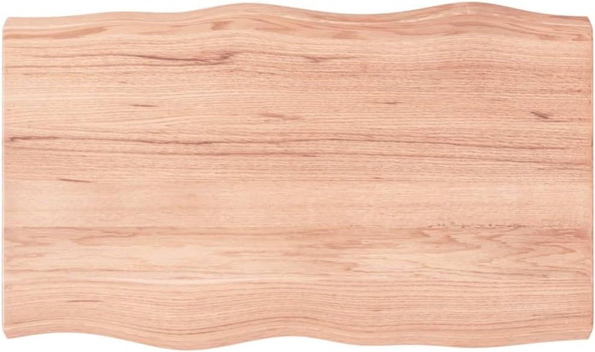 Houten Tafelblad - Blad Massief Hout - Tafel Opknappen - Handgemaakt Live Edge - 100x60 cm - Lichtbruin