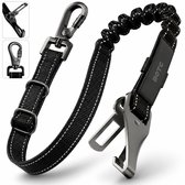 BOTC Ceinture pour Chiens 3 en 1 - Ceinture de sécurité pour chien - Réfléchissante - Ceinture de sécurité pour chien - Ceinture de voiture pour chien - Zwart - Acier inoxydable
