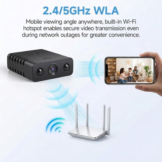 Mini Camera, HD 1080P WiFi Beveiligingscamera, Verborgen Bewakingscamera's, Draadloze Plug and Play Bewaking, Nachtzicht, Afstandsbewaking voor Meer Veiligheid met de Applicatie' van MINI — afbeelding 2