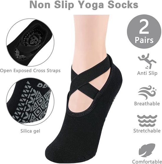 Pilates-sokken voor dames, antislip yogasokken, antislip sokken met handgrepen, voor yoga, pilates, ballet en barre van Merkloos — afbeelding 4