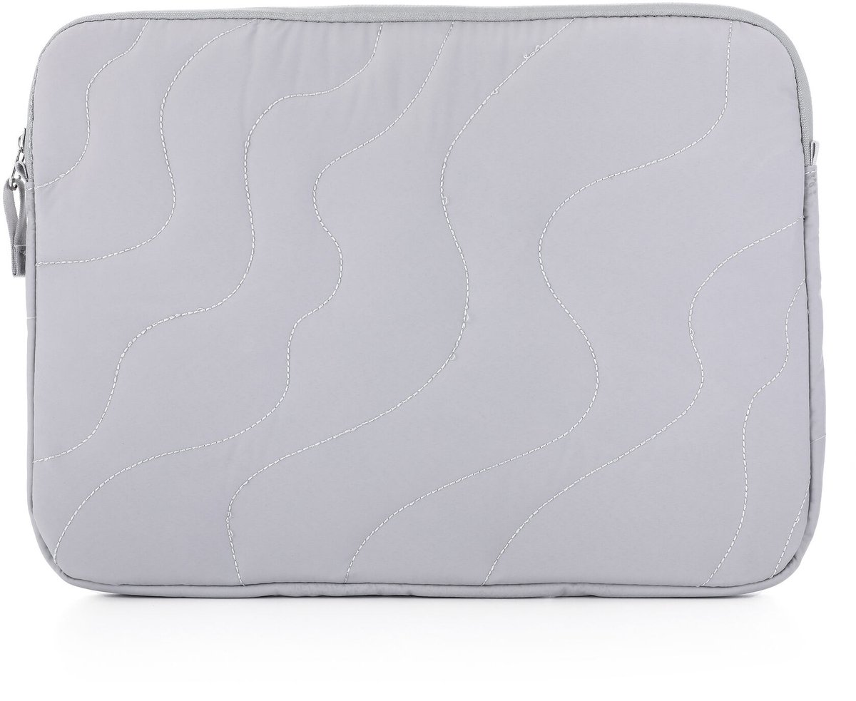 Gevoerde Laptophoes met Golvend Puffer-Design – Schokbestendige Laptop Sleeve – Zachte Beschermhoes met Stevige Ritssluiting – Modieuze Tablet & Laptop Cover - Grijs