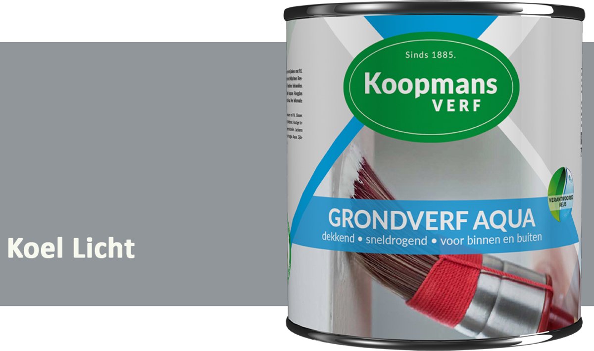 Koopmans Grondverf Aqua – Watergedragen Biobased Grondverf voor Hout & Metaal – Binnen en Buiten – Koel Licht – 750 ml