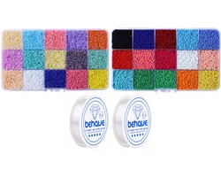 Behave Glaskralen Set 30.000 Stuks — Rocailles 2 mm — 30 Kleuren Pastel & Fel + Rijgdraad
