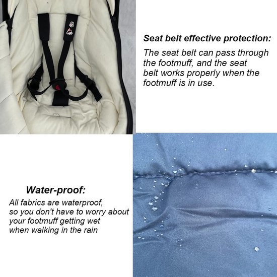 Universele Kinderwagen Voetenzak - Geschikt voor Babyzen, Bugaboo, Maclaren, Joie en Silver Cross - Waterdicht, Warme Fleece Voering, Verstelbare Openingen, 8 Kleuren van Universele — afbeelding 2