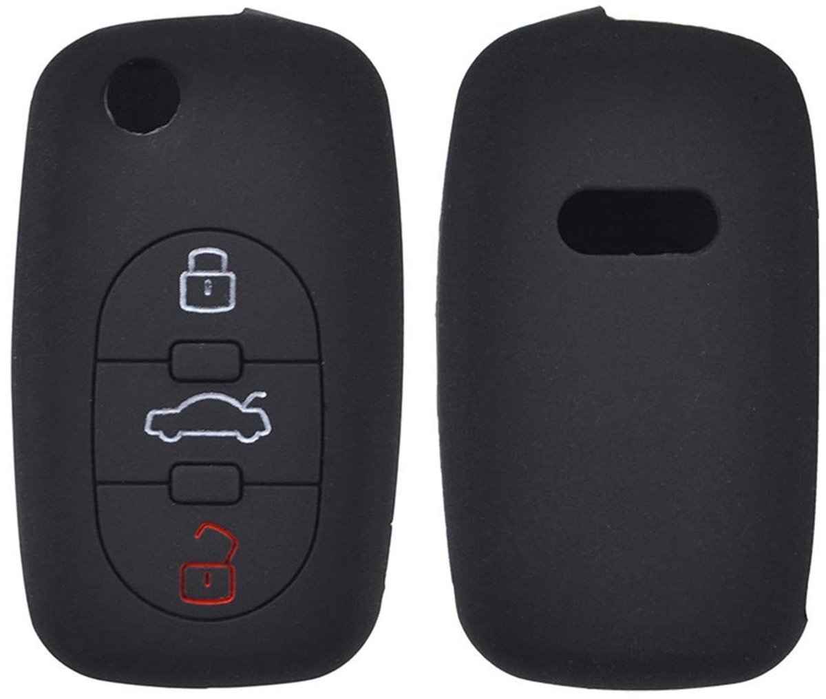 ONF3 - Silicone Autosleutelhoes - Bescherming - Zwart - Duurzaam - Geschikt voor Audi - Sleutelcover voor Audi modellen