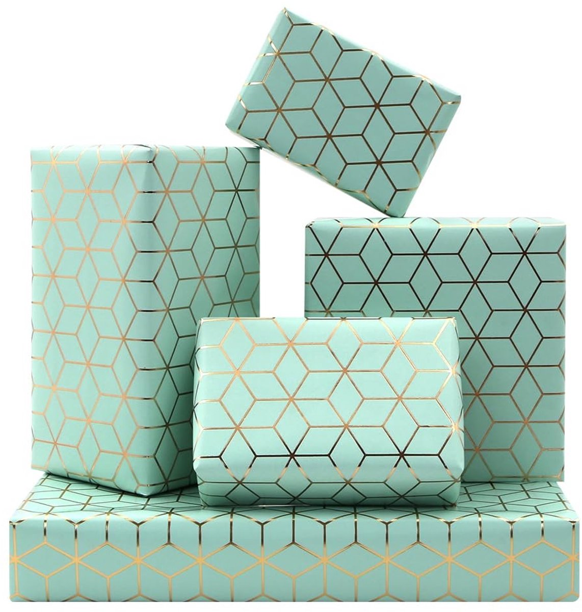 ONF3 - Luxe cadeaupapier - Geometrisch ontwerp - Ideaal voor bruiloften - Robin's Egg Blue - Verjaardagscadeaus - Voor elke gelegenheid
