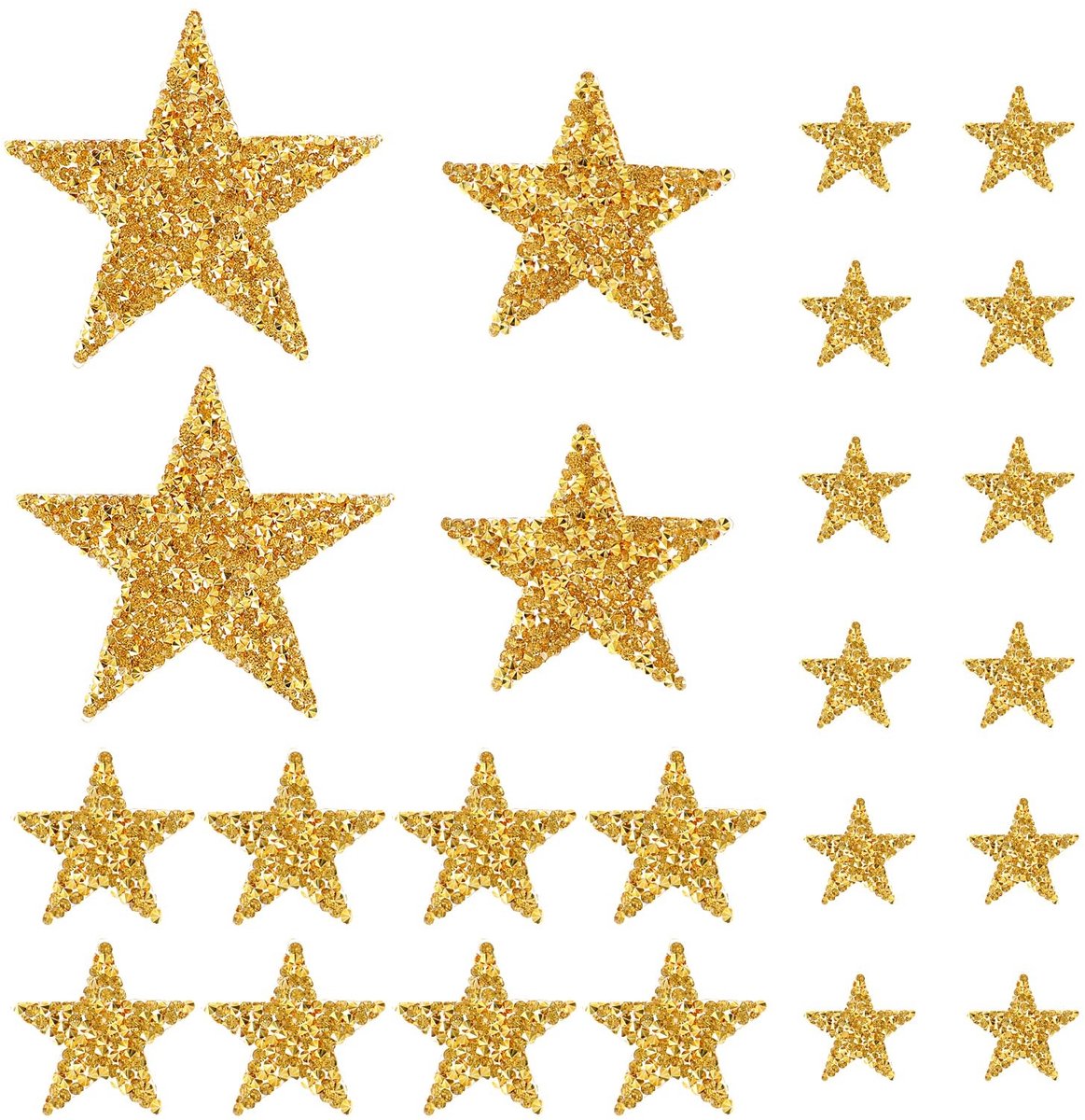 SPHProducts - Steropstrijkplaatjes - Glittersterren - Gouden strassteentjes - 24 stuks - Sterapplicatie - Voor DIY projecten - Geschikt voor kleding