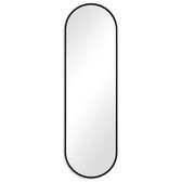 Luxaliving Miroir pleine longueur - Ovale - Zwart - Métal - Verre de sécurité - Miroir pleine longueur 160x50cm - Miroir mural avec crochets - Miroir chambre - Miroir suspendu