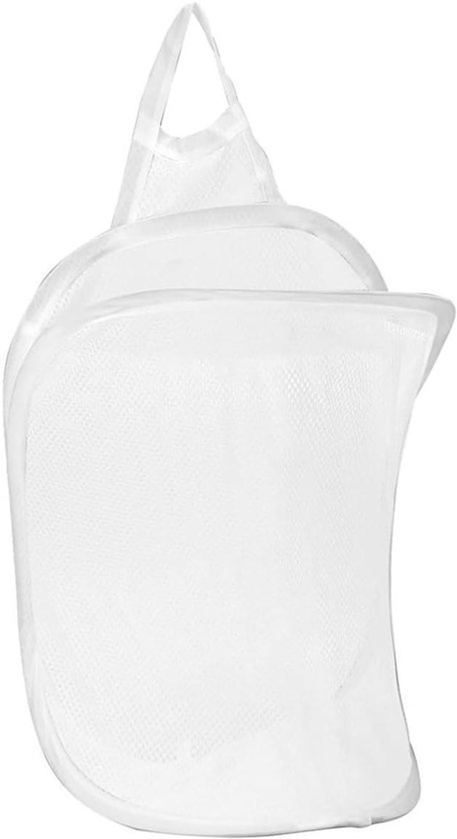- Hangende wasmand - Opvouwbaar - Wit mesh - Groot - Handvaten - Pop-up - Voor slaapkamer, badkamer - Witte wasmand met handvaten, opvouwbaar en geschikt voor hangend gebruik