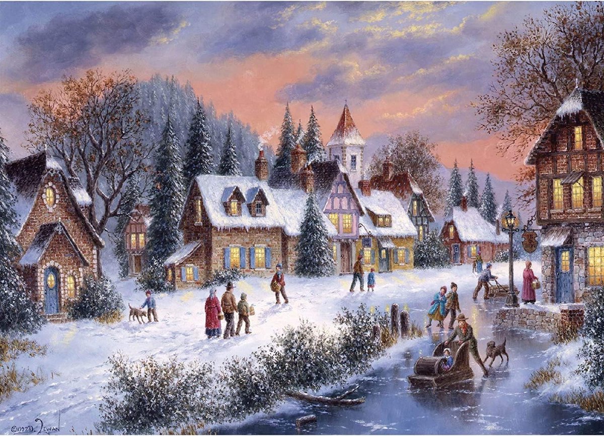 Puzzel 1000 Stukjes - Legpuzzel Volwassenen - Ontspannend Tijdverdrijf - Heldere Scheidingslijnen - 70 x 50 cm - Warme Winternacht