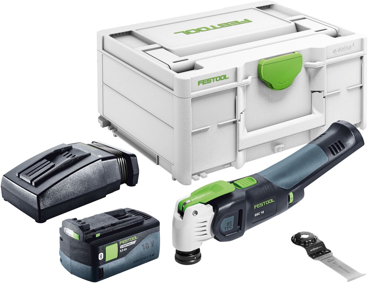 Festool OSC 18 E-Basic accu-oscillator 18 V Starlock Max Brushless + 1x accu 5,0 Ah + oplader + Systainer