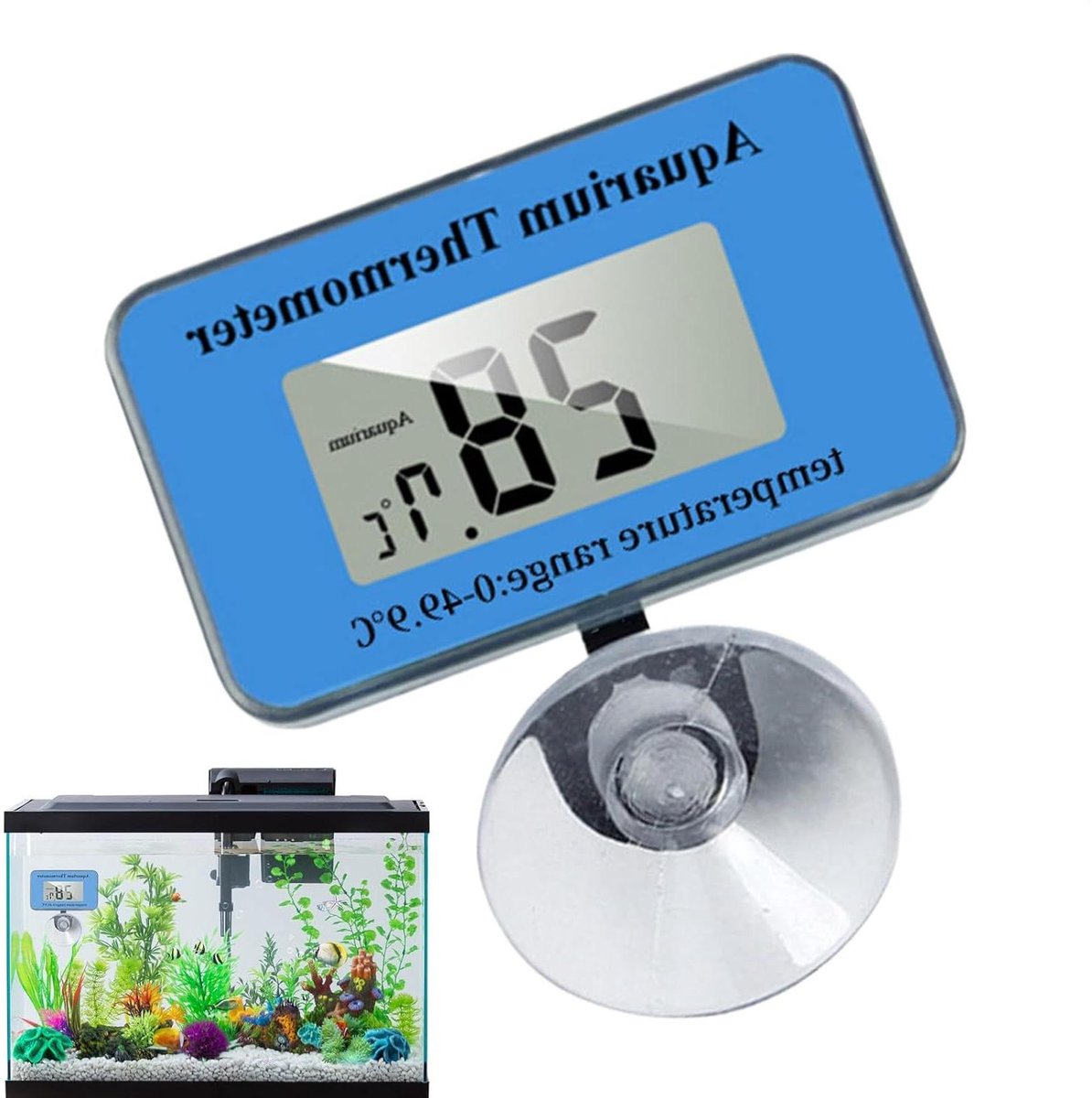 Aquarium Thermometer - Water Temperatuurmeter - Waterkwaliteit Bewaken - Volledig Waterdicht - 0-49 Graden - Blauw