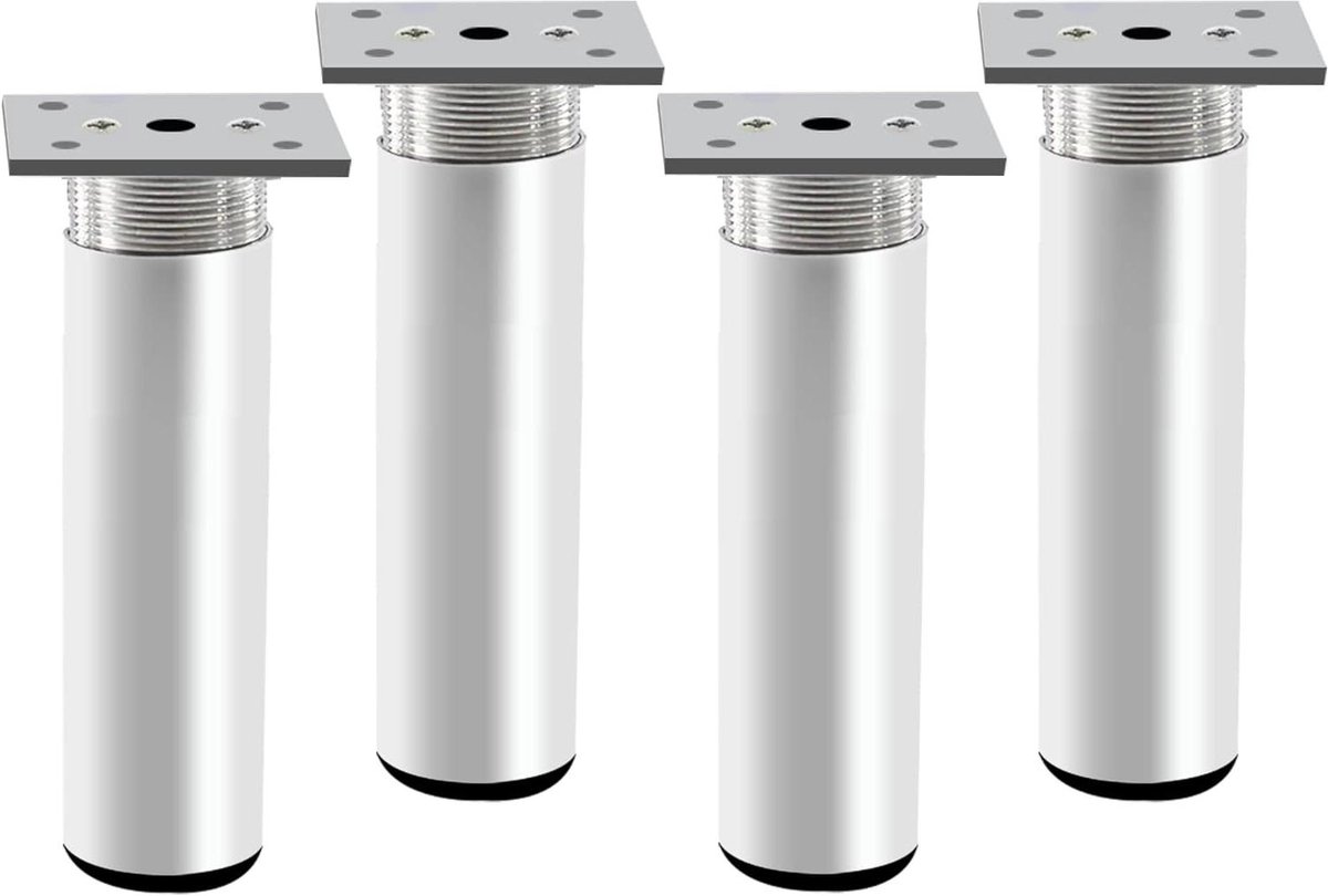Verstelbare meubelpoten - Metalen tafelpoten - Meubels verhogen - Sterke aluminiumlegering - 150 mm - Mat zilver