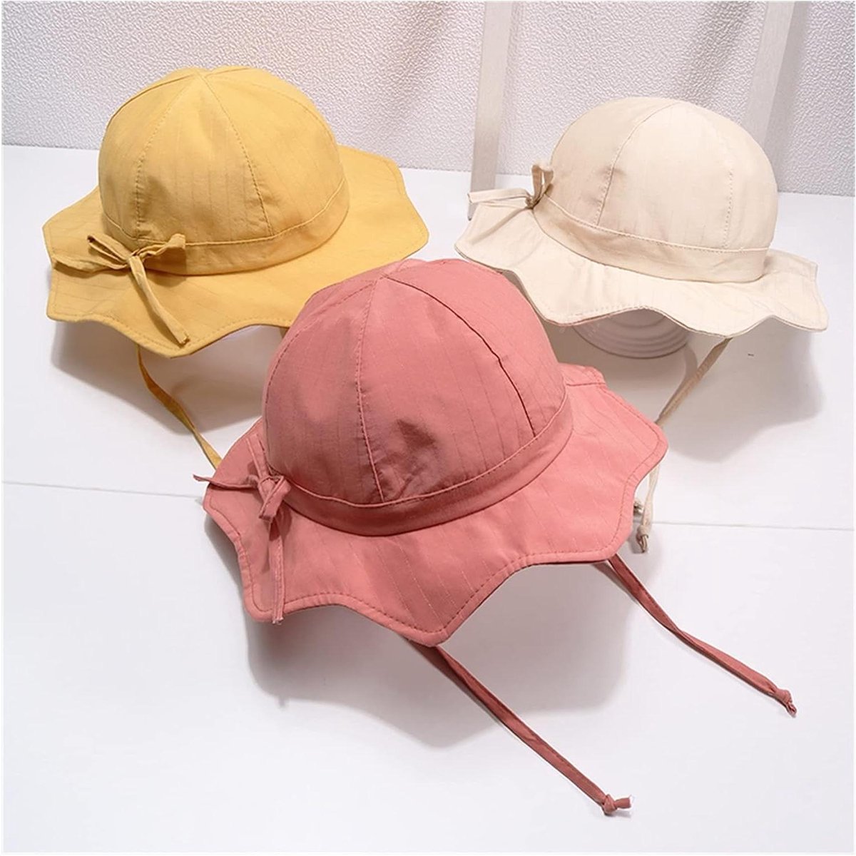 Kinder Zomerhoed - Baby Vissershoed - Bescherming tegen zon - Grote dakrand - 48-50cm hoofdomtrek - Roze