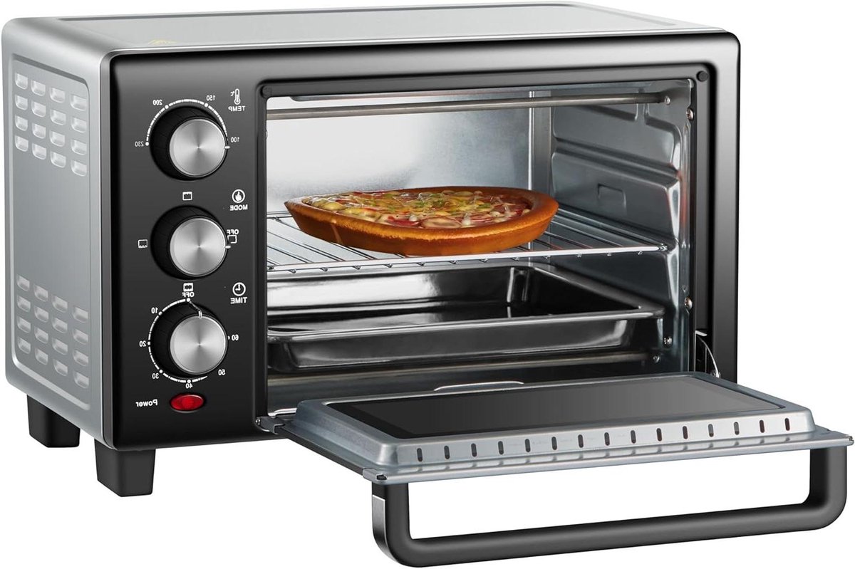 Mini Oven - Kleine Keukenoven - Snel Eten Bereiden - 1200 Watt Vermogen - 15 Liter Capaciteit - Zilver