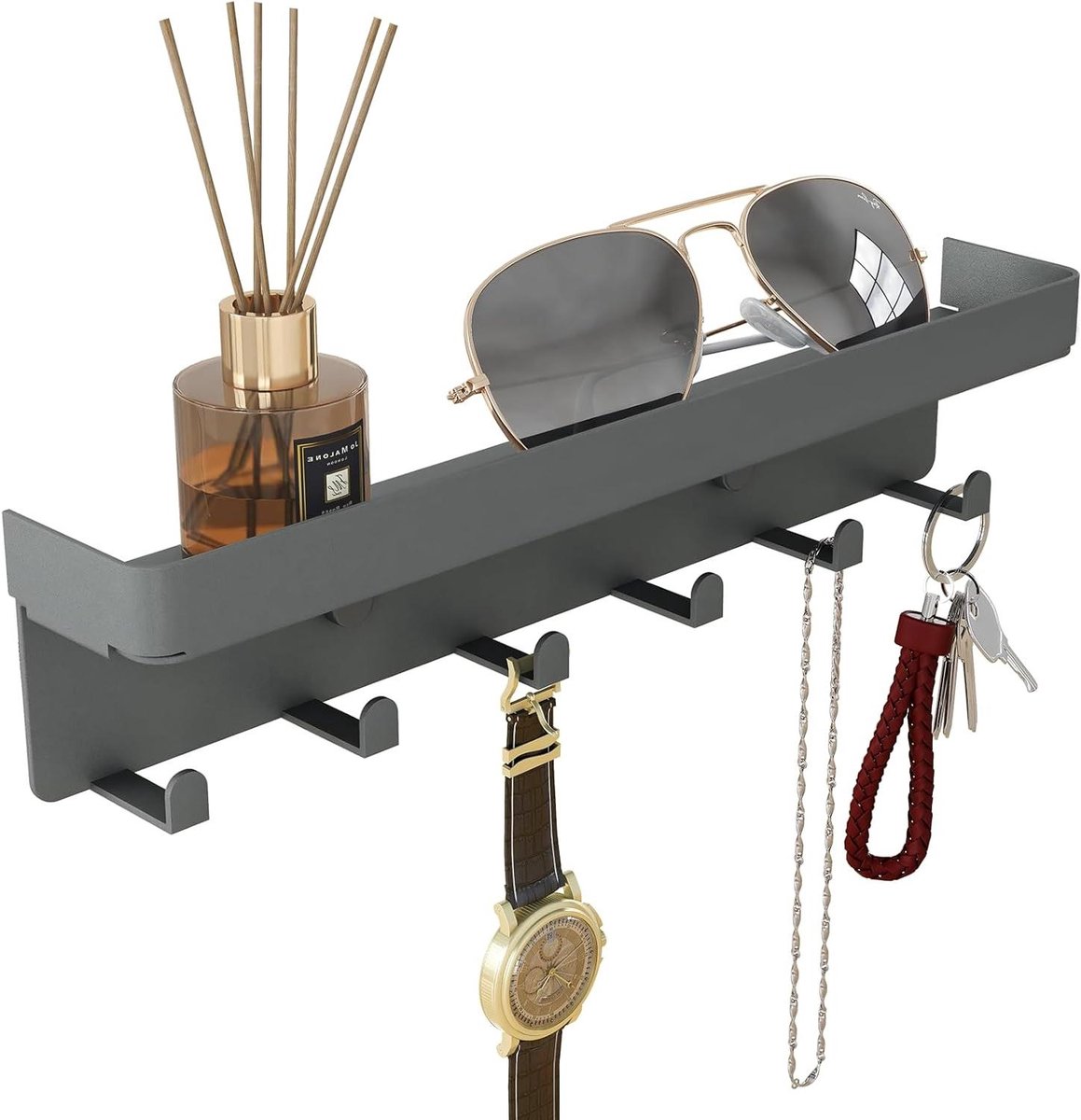 Sleutelhanger Organizer - Wandrekje - Huis Organiseren - Met Plankje - 25 cm - Grijs