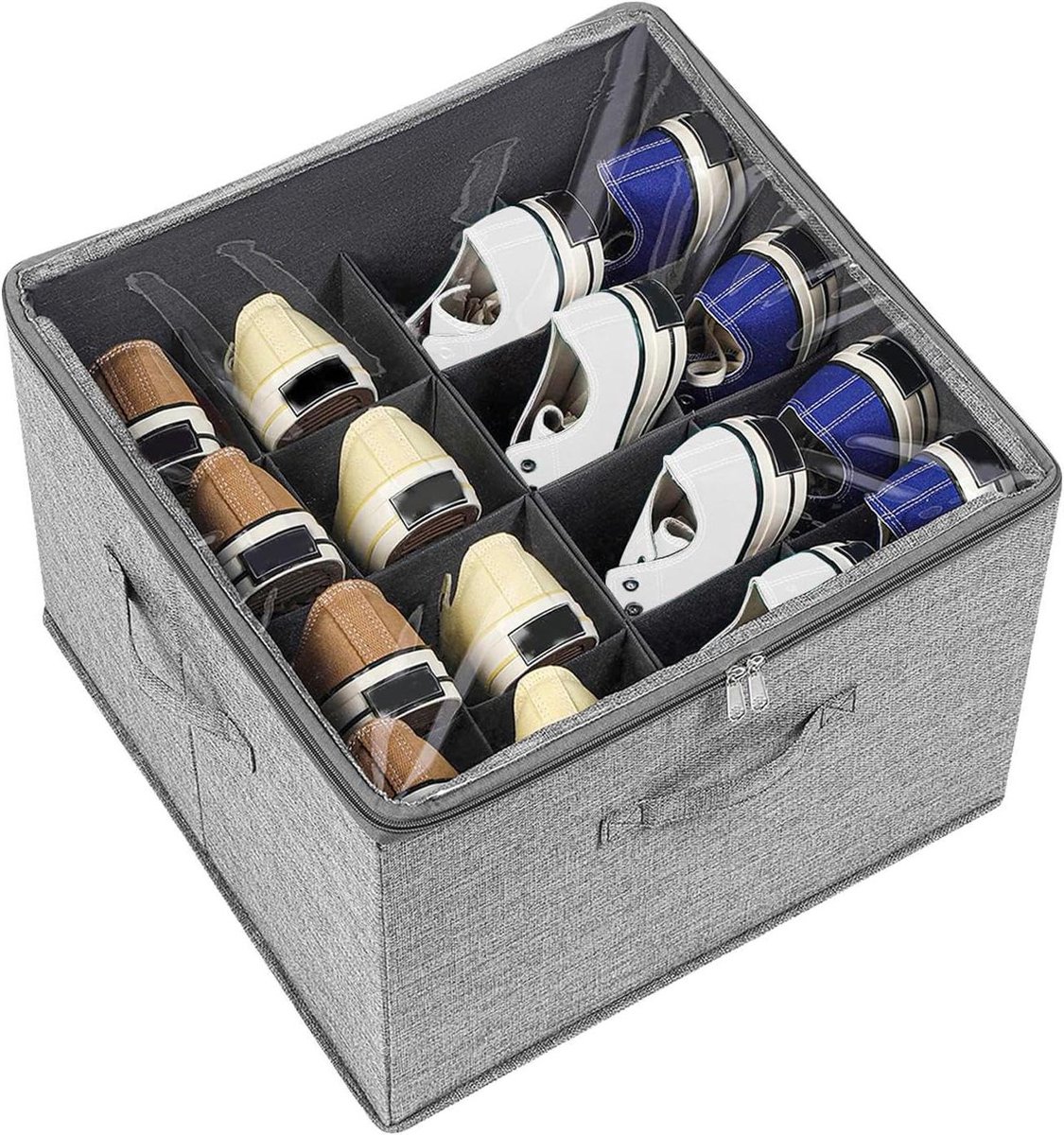 Schoenenbox - Opbergdoos - Kast Opruimen - Verstelbare Scheidingswanden - 45x32x5.6 cm - Grijs