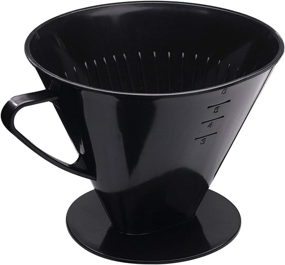 Koffiefilterhouder voor 6 kopjes, zwart kunststof