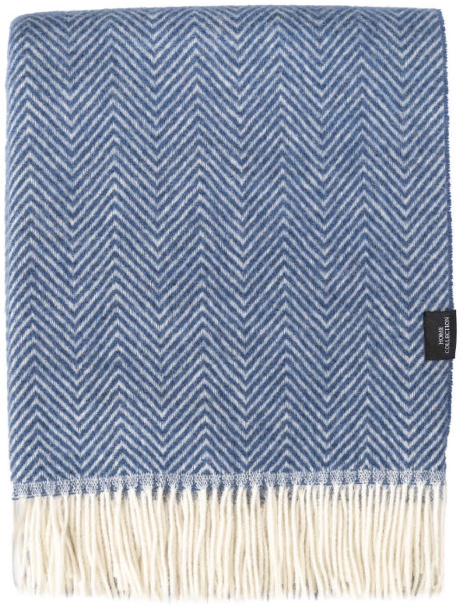 WOOOL® Plaid - Manhattan (Blauw) - 140x200cm - 100% Wol
