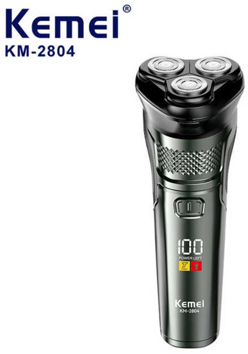 Kemei KM-2804 Elektrisch Scheerapparaat - Draadloos Oplaadbaar met LCD - IPX7