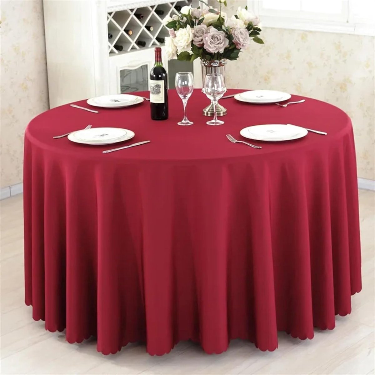 Rond tafelkleed - Eettafel decoratie - Tafel beschermen - Vuilafstotend - 280 cm - Zilvergrijs