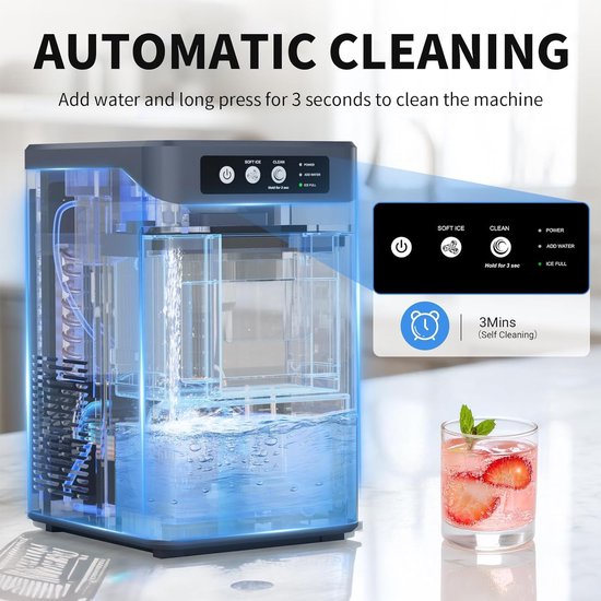 IJsmachine - Nugget ijsmaker - Dranken Koelen - Automatische reiniging - 17kg per dag - Zilver — afbeelding 3