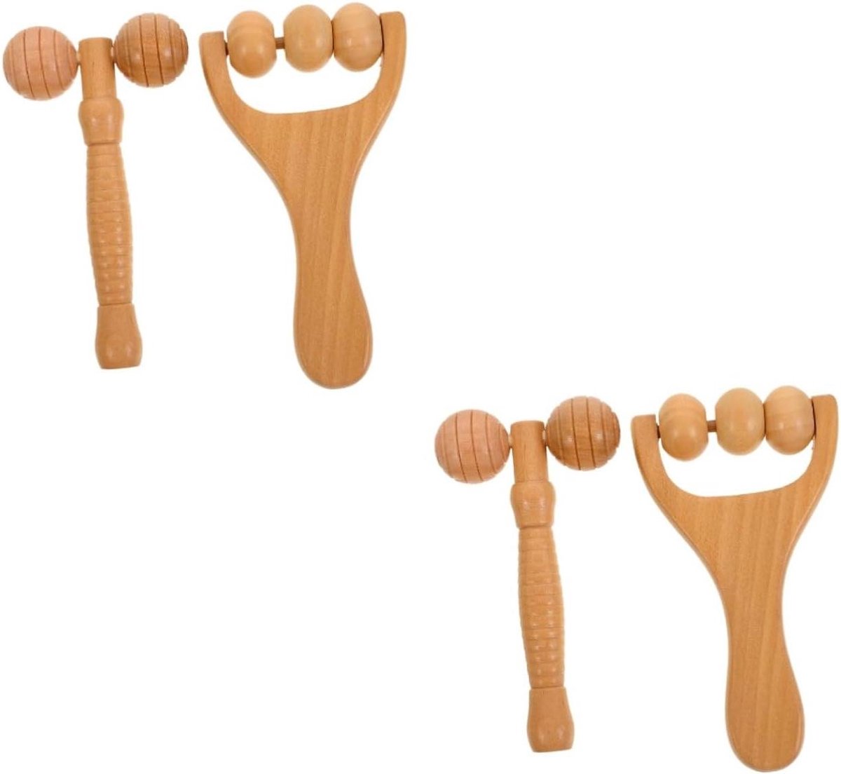 Voetrollers Houten - Massage Tool - Lichaam Ontspannen - Ergonomisch Ontwerp - 2 Sets - Kaki