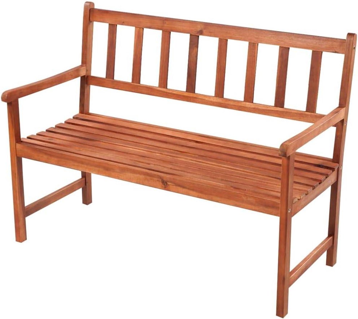 Tuinbank met kussen - Buitenbank zitbank - Buiten ontspannen - Massief acaciahout - 120 cm - Rood