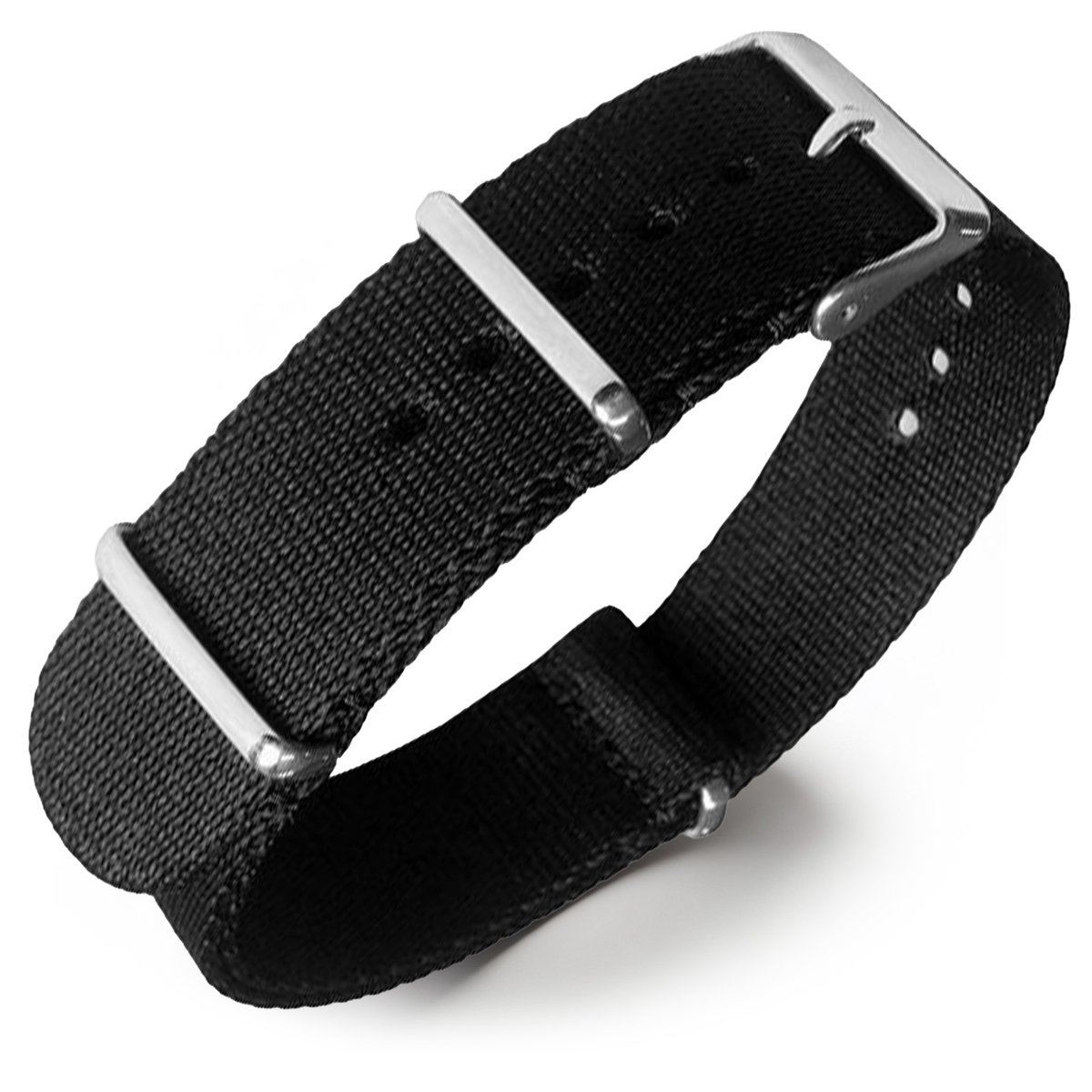 Seatbelt NATO Horlogeband Deluxe Nylon Strap Zwart 20mm