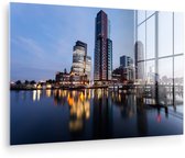 MuchoWow® Peinture sur verre 150x100 cm - Peinture acrylique sur verre - Rotterdam - Gratte-ciel - Water - Photo sur verre - Peintures