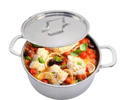 Vivicreate Roestvrij staal Tri-Ply Stockpot 5-Quart, klassieke diepe kookpot inblikken kookgerei met roestvrijstalen deksel, zilver