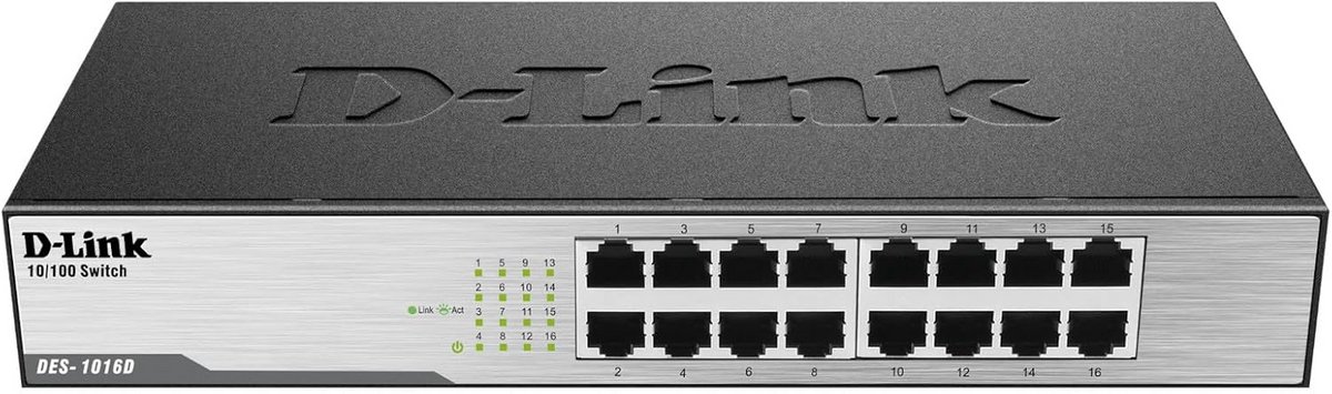 D-Link DES-1016D/E Layer2 Fast Ethernet Switch Metaal