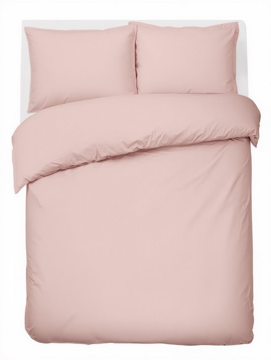 HUSH Living Dekbedovertrek percale - 100% katoen - 200TC - extra fris en koel - sterk en slijtvast - 240x220+20cm - 2 x 60x70cm kussenslopen - oudroze