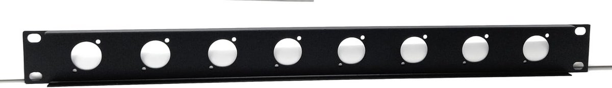 1U 19" rack mount D Series Punch-Out Panel - Compatible with XLR, Speakon and Neutrik Connectors for AV, Audio and Computer Racks (8 ports)