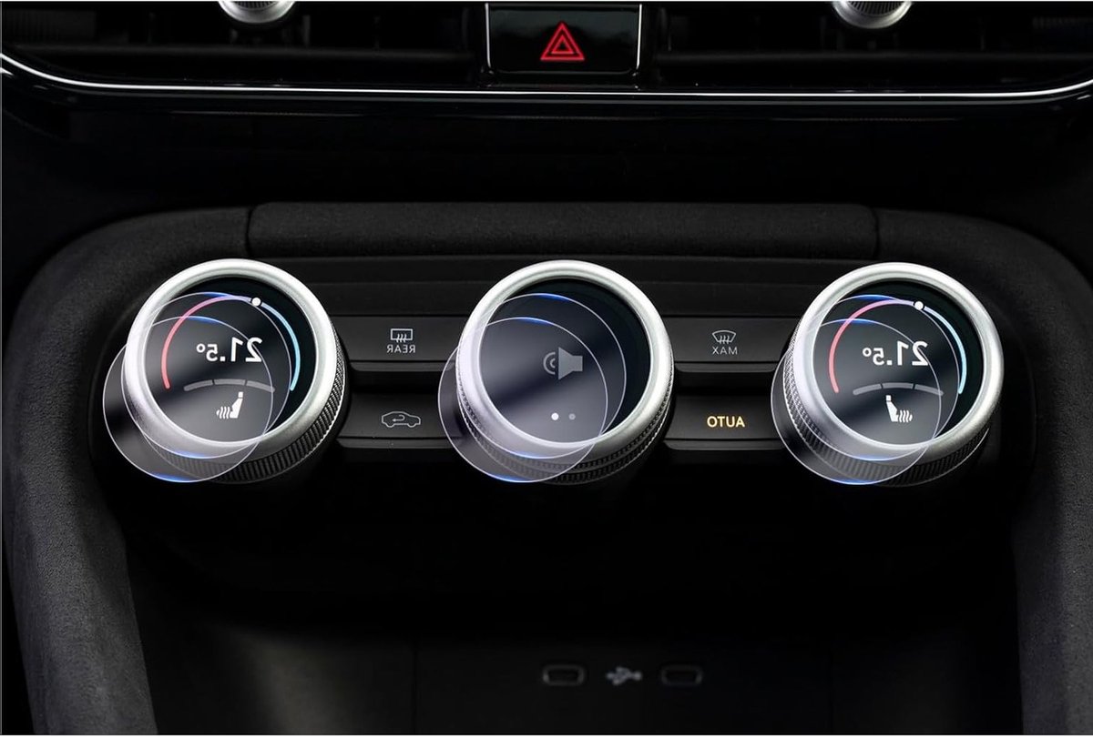 Set van 6 Beschermfolie voor Slimme Dials Geschikt voor Skoda Kodiaq II/Superb 4 (2024-2026) - Nano Screen Protector, 3 Knoppen voor Airconditioning, Hoogwaardige Bescherming