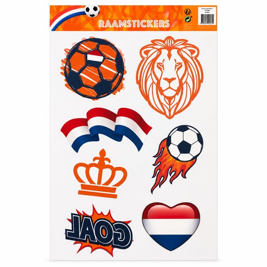 XL Oranje WK Voetbal Raamstickers Nederland 49x26 cm – Holland Voetbal Decoratie Nederlands Elftal – EK/WK Versiering
