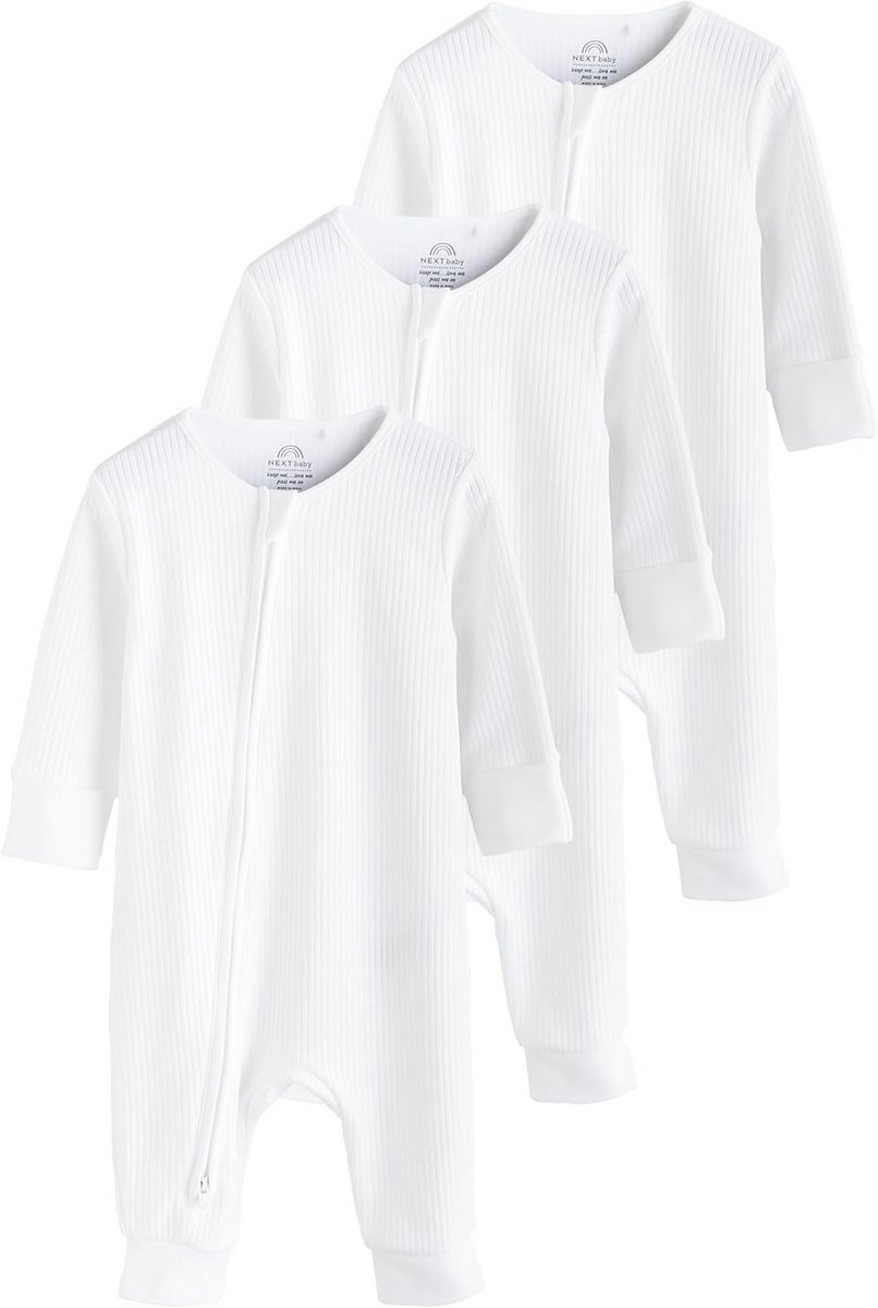 Set van 3 Baby Pyjama's Katoen met Handige Tweewegsrits