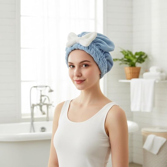 Haardoek voor vrouwen - Absorberende hoofdkap - Haar drogen na douchen - Zachte wrijving voorkomt gespleten punten — afbeelding 2