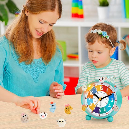 Kinderwekker Analoog - Stille Wekker - Studeren en Slapen - Zacht Oplopend Alarm - 9.9 cm x 9.4 cm - Kleurrijk — afbeelding 5