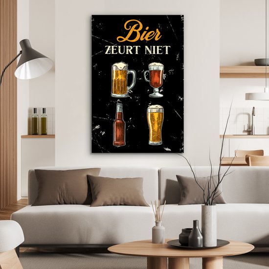 Décoration murale Métal - Aluminium Peinture Industrielle - Bières - Verres - Mancave - 60x90 cm - Dibond - Photo sur aluminium - Décoration murale industrielle - Pour le salon / chambre