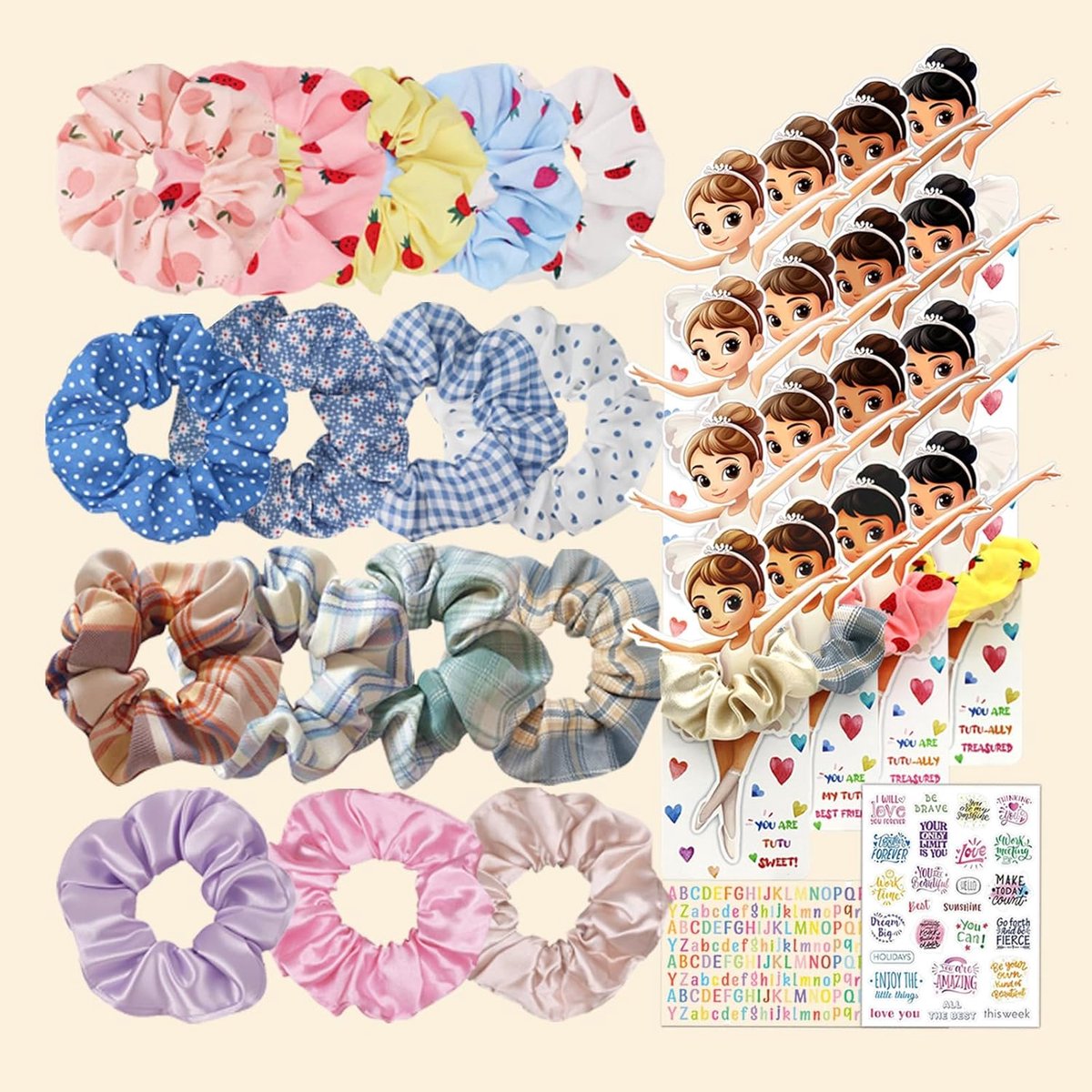 Ballerina Cadeauset - Valentijnskaarten Haarclips - Klaslokaal Uitwisseling - Inclusief Stickers Letters - 26x19x1.8 cm