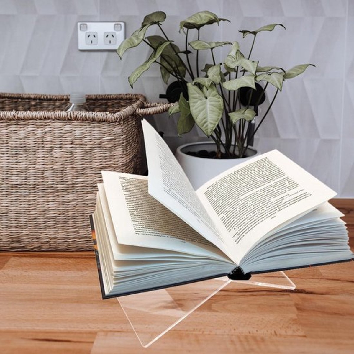 Acryl boekenstandaard in X-vorm voor lezen en presenteren (met standaard)