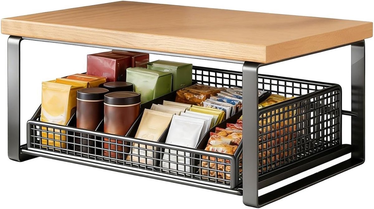 Microgolf Ovenrekje - Keuken Organizer - Aanrecht Opruimen - Uitschuifbare Toegang - 18x26x18 cm - Zwart